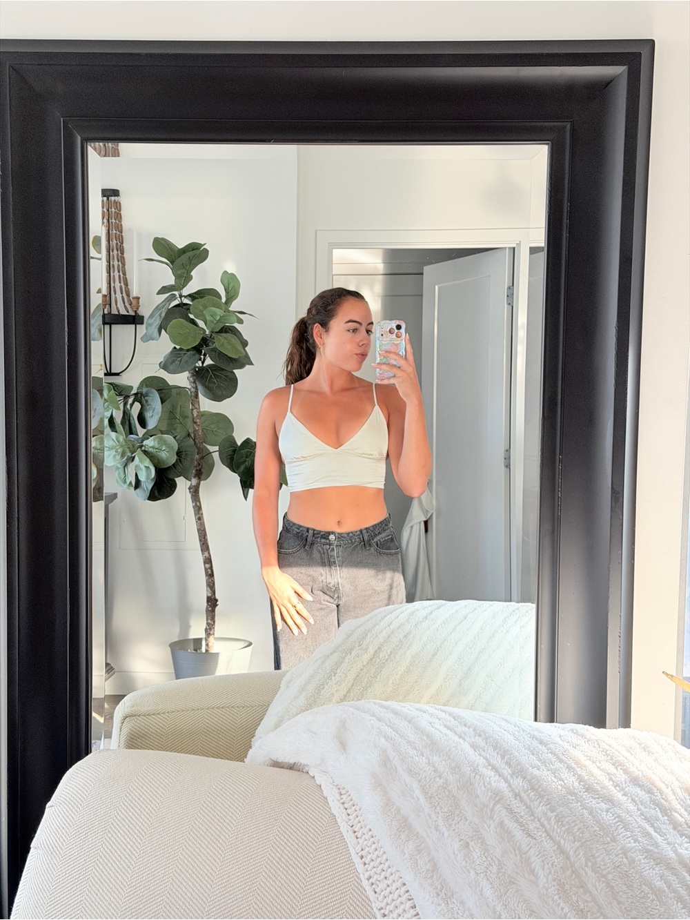 White Satin Crop Top